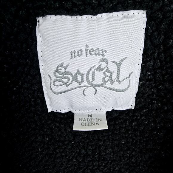 Vintage No Fear So Cal AOP Black Quilted Jacket Medium Y2K Grunge Skater - Picture 6 of 10